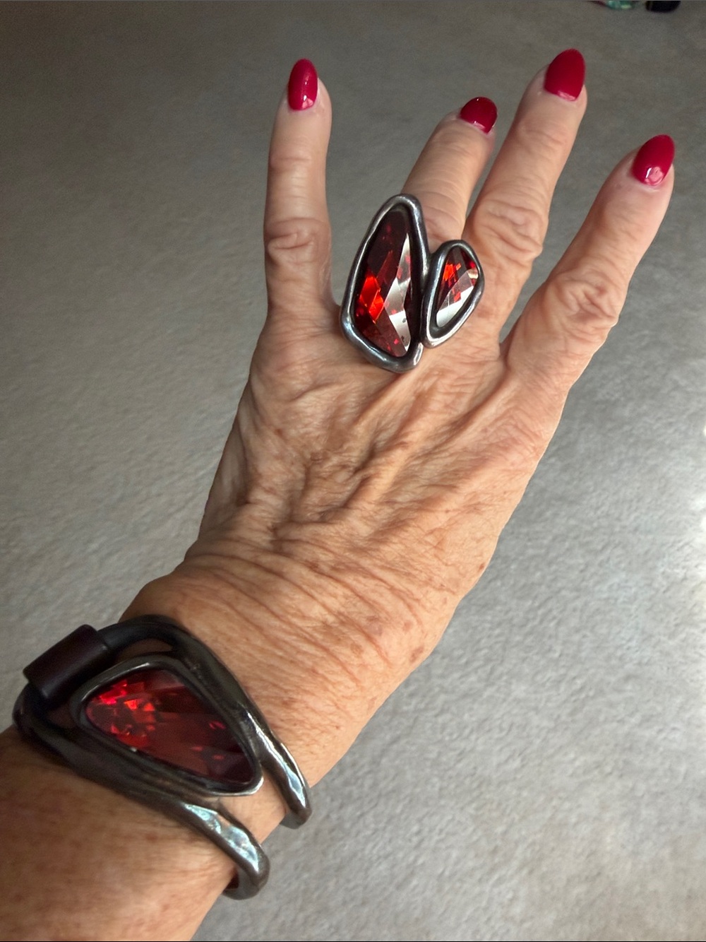 Red Crystal Statement Ring - Women's Jewelry